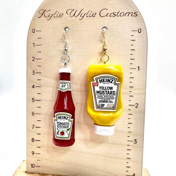 Ketchup & Mustard Earrings - Condiment Earrings - Burger Earrings - Picnic Earri - Picture 8 of 8